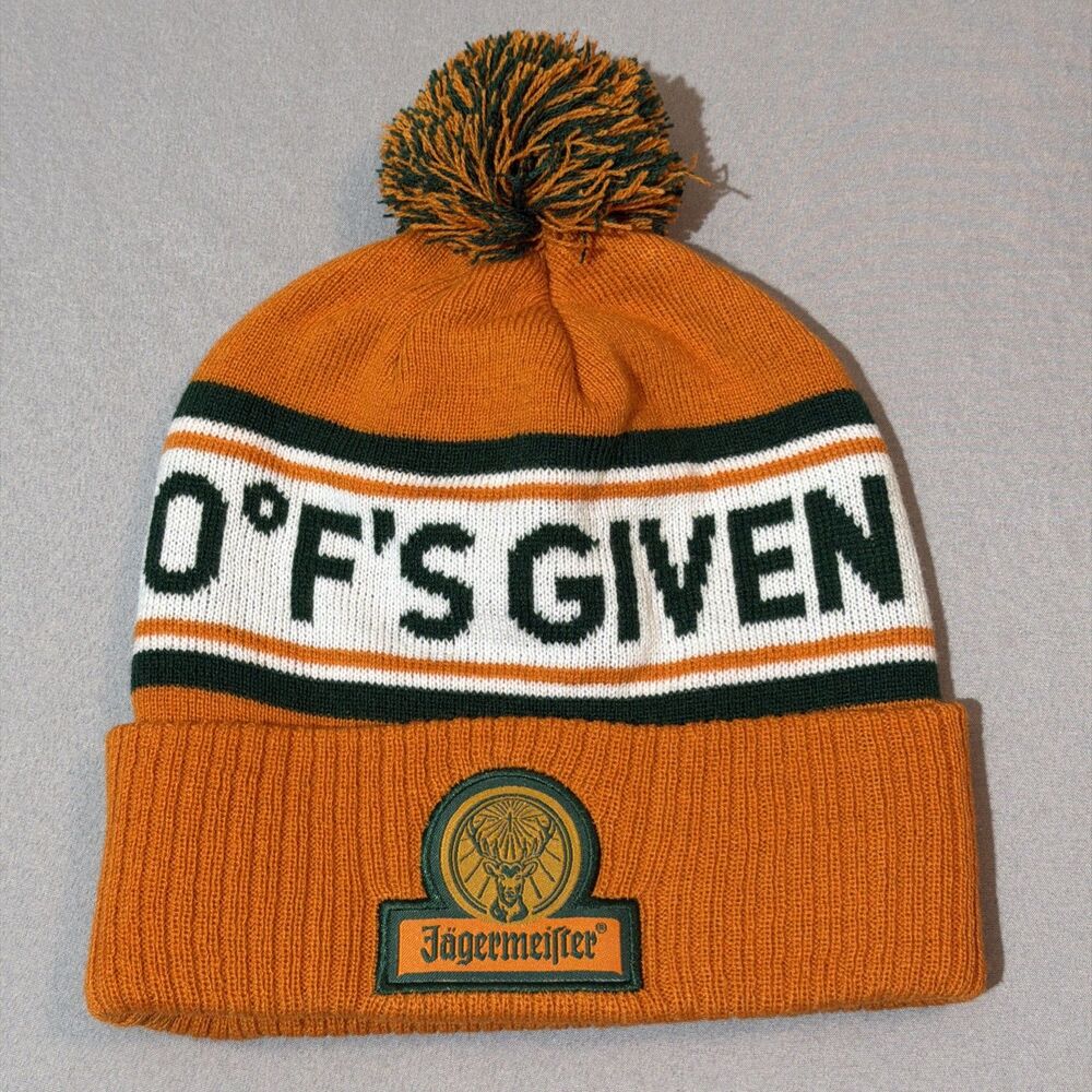 2025 Jägermeister "0° F'S GIVEN" Winter Orange Pom-Pom Beanie